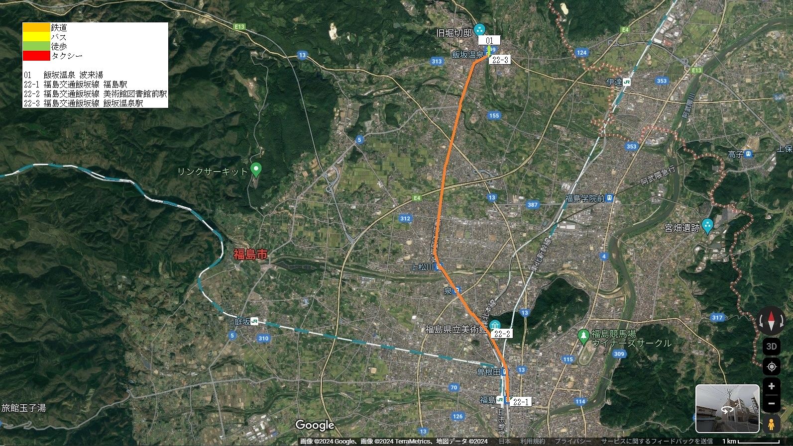 福島市北部  の地図